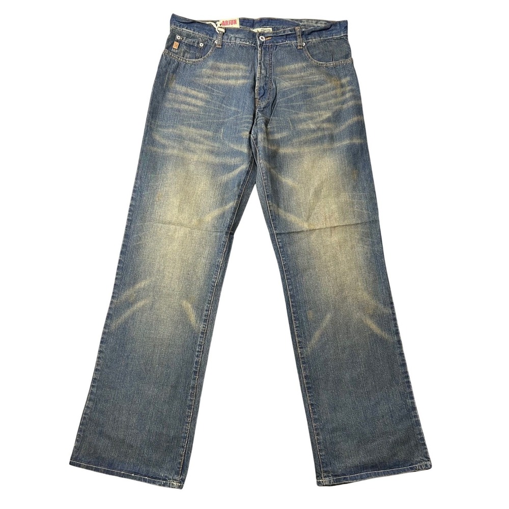 Vintage Arjun Jeans Men's 34x32 Straight Leg Premium Denim Distressed‎ Blue NWOT
